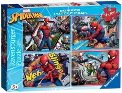 Puzzle Spiderman Marvel Zestaw 4 x 100 el. 36x26 cm.
