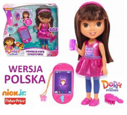 Lalka Interaktywna Mówiąca Dora ze Smartfonikiem Telefon Smartfon Mattel Fisher Price